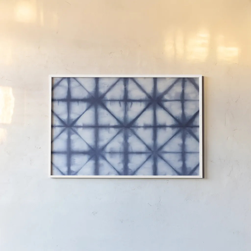 Shiboriscapes II by Mary Urban. shown as a paper print in a white frame. Available as a archival giclee rolled canvas, fine art paper, or poster print. SKU 73754i.