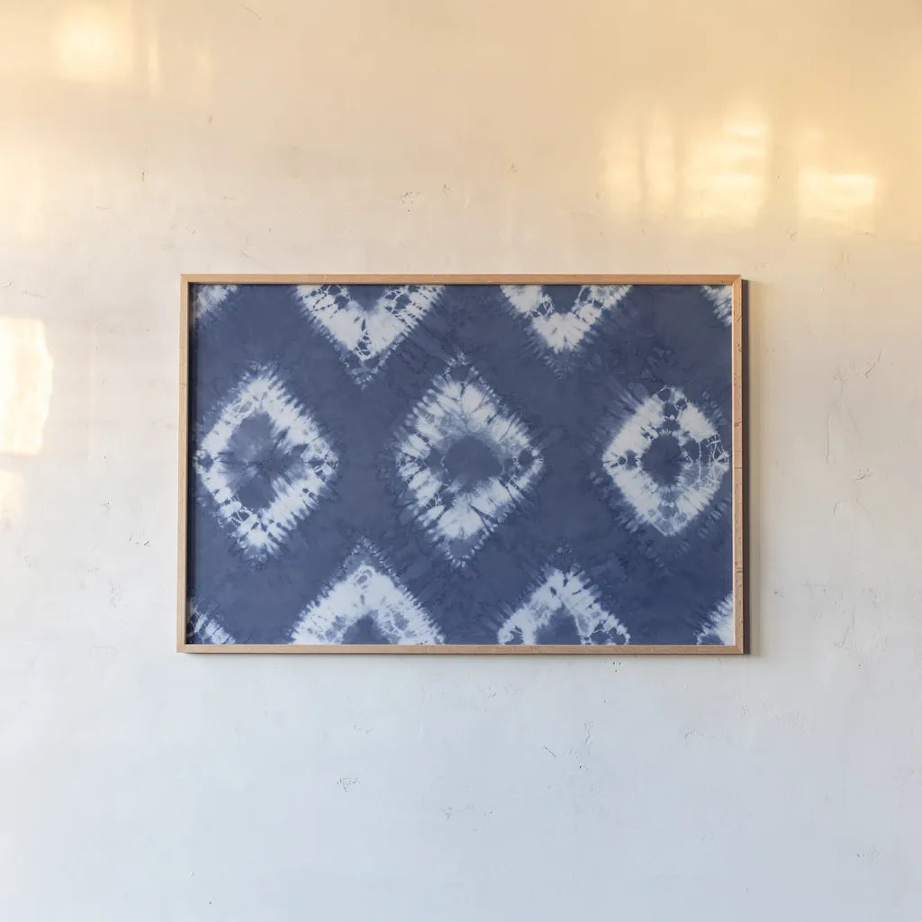 Shiboriscapes III by Mary Urban. shown as a paper print in a natural frame. Available as a archival giclee rolled canvas, fine art paper, or poster print. SKU 73755i.