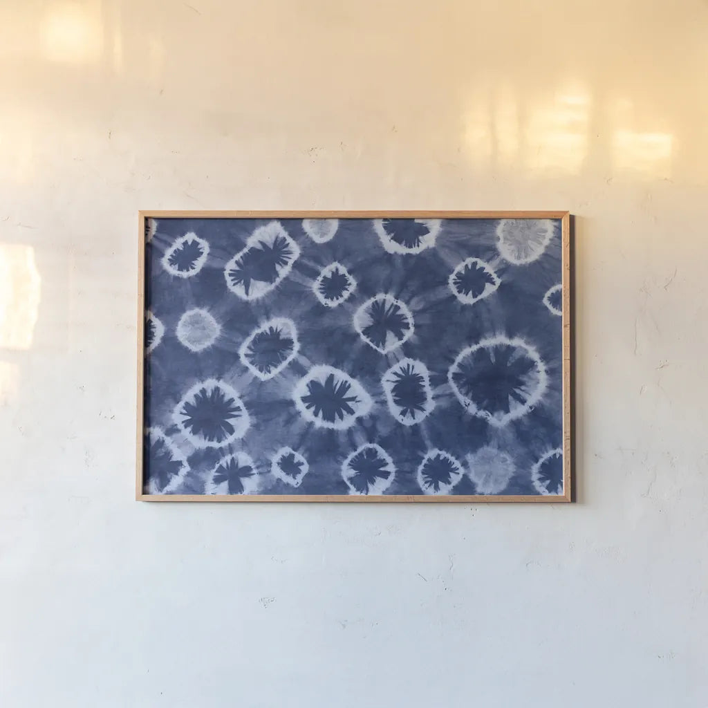 Shiboriscapes IV by Mary Urban. shown as a paper print in a natural frame. Available as a archival giclee rolled canvas, fine art paper, or poster print. SKU 73756i.