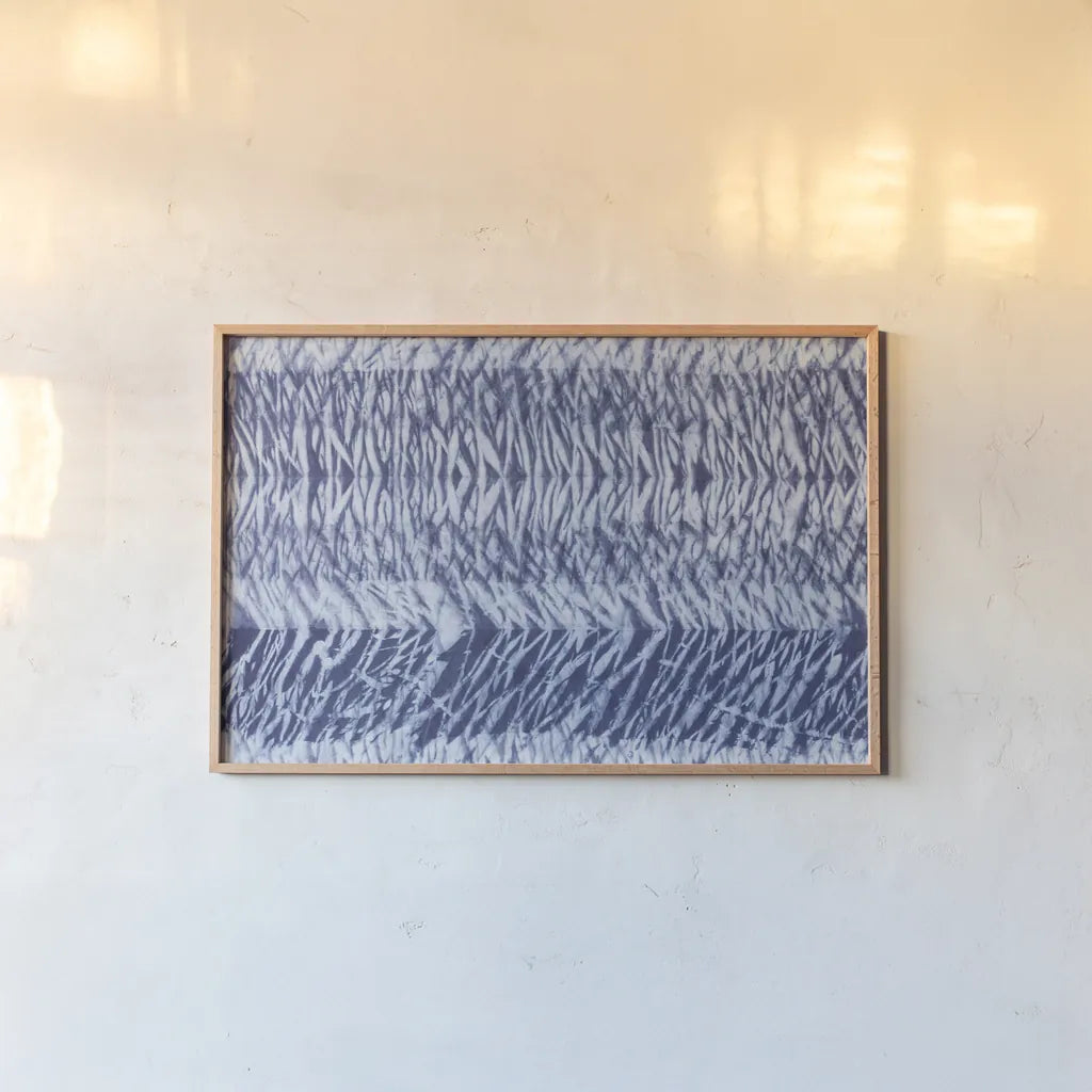 Shiboriscapes V by Mary Urban. shown as a paper print in a natural frame. Available as a archival giclee rolled canvas, fine art paper, or poster print. SKU 73757i.