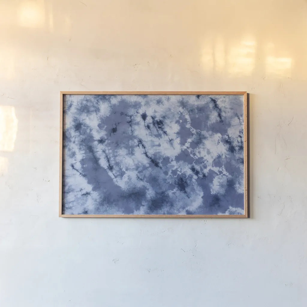 Shiboriscapes X by Mary Urban. shown as a paper print in a natural frame. Available as a archival giclee rolled canvas, fine art paper, or poster print. SKU 73762i.