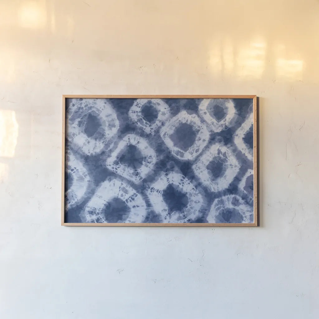 Shiboriscapes XI by Mary Urban. shown as a paper print in a natural frame. Available as a archival giclee rolled canvas, fine art paper, or poster print. SKU 73763i.