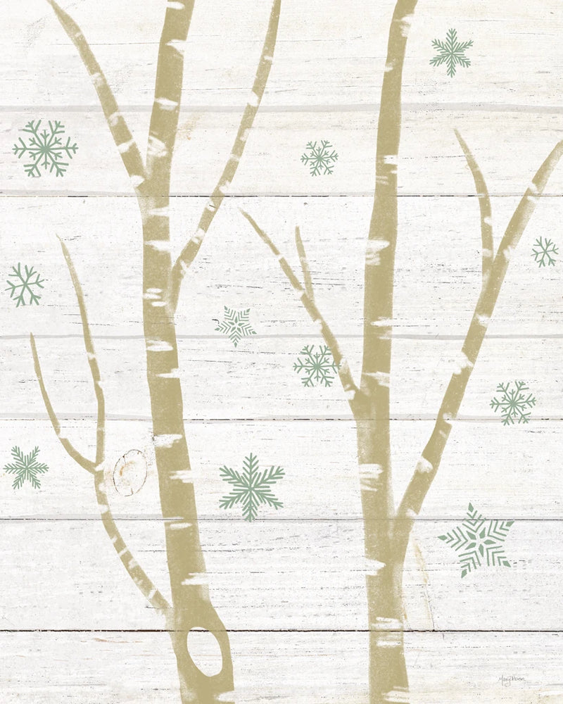 Snowy Birches IV Sage by Mary Urban