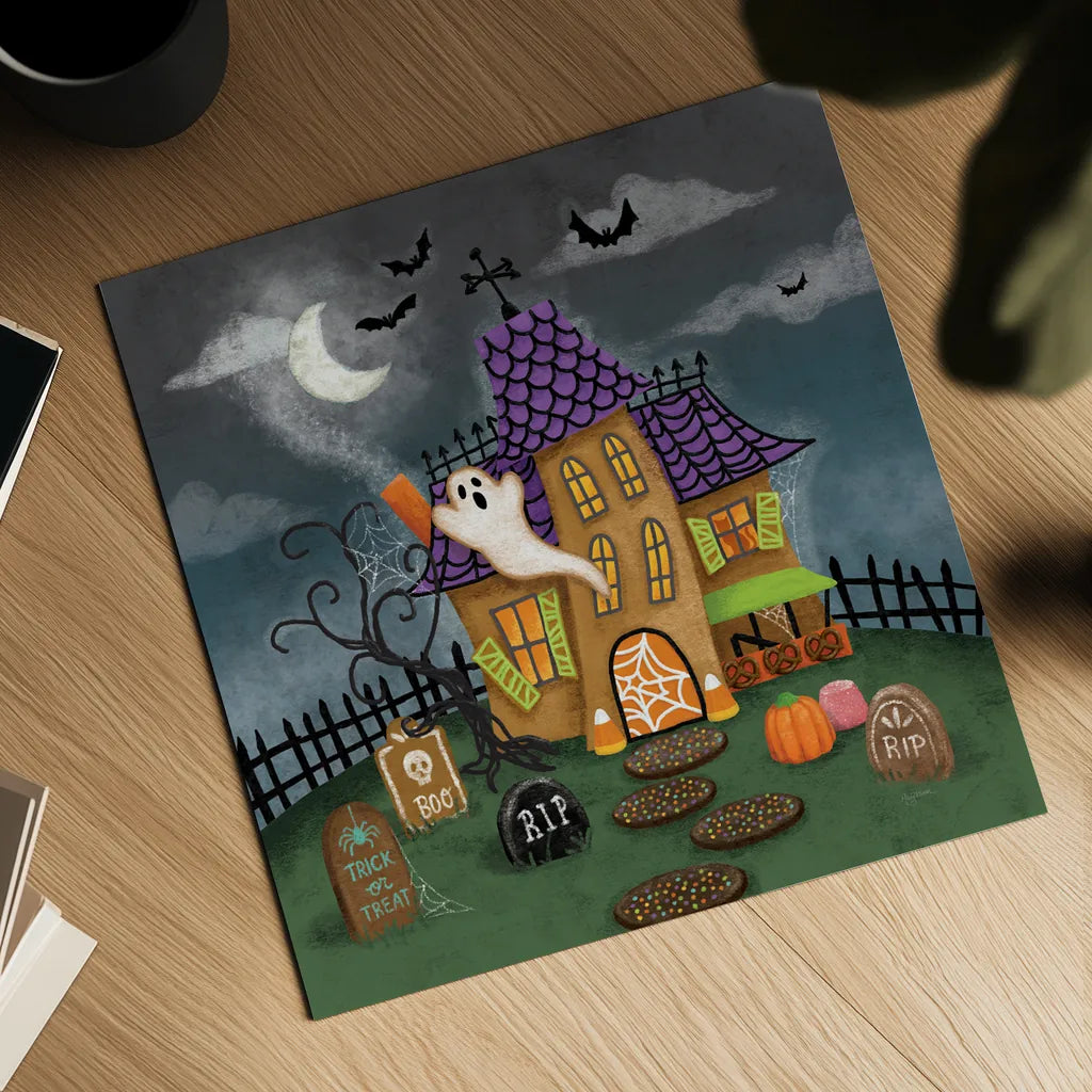 Spooky Shanty by Mary Urban. Shown as a detailed flat fine art print, highlighting archival giclee quality. Available as an archival giclee rolled canvas, fine art paper, or poster print. SKU 57131a.