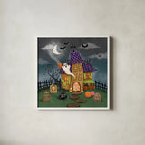 Spooky Shanty by Mary Urban. Shown in a crisp white glass frame for a clean and minimalist style. Available as an archival giclee rolled canvas, fine art paper, or poster print. SKU 57131a.