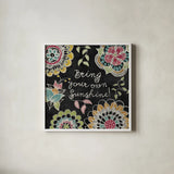 Stay Happy I by Mary Urban. Shown in a crisp white glass frame for a clean and minimalist style. Available as an archival giclee rolled canvas, fine art paper, or poster print. SKU 15760a.
