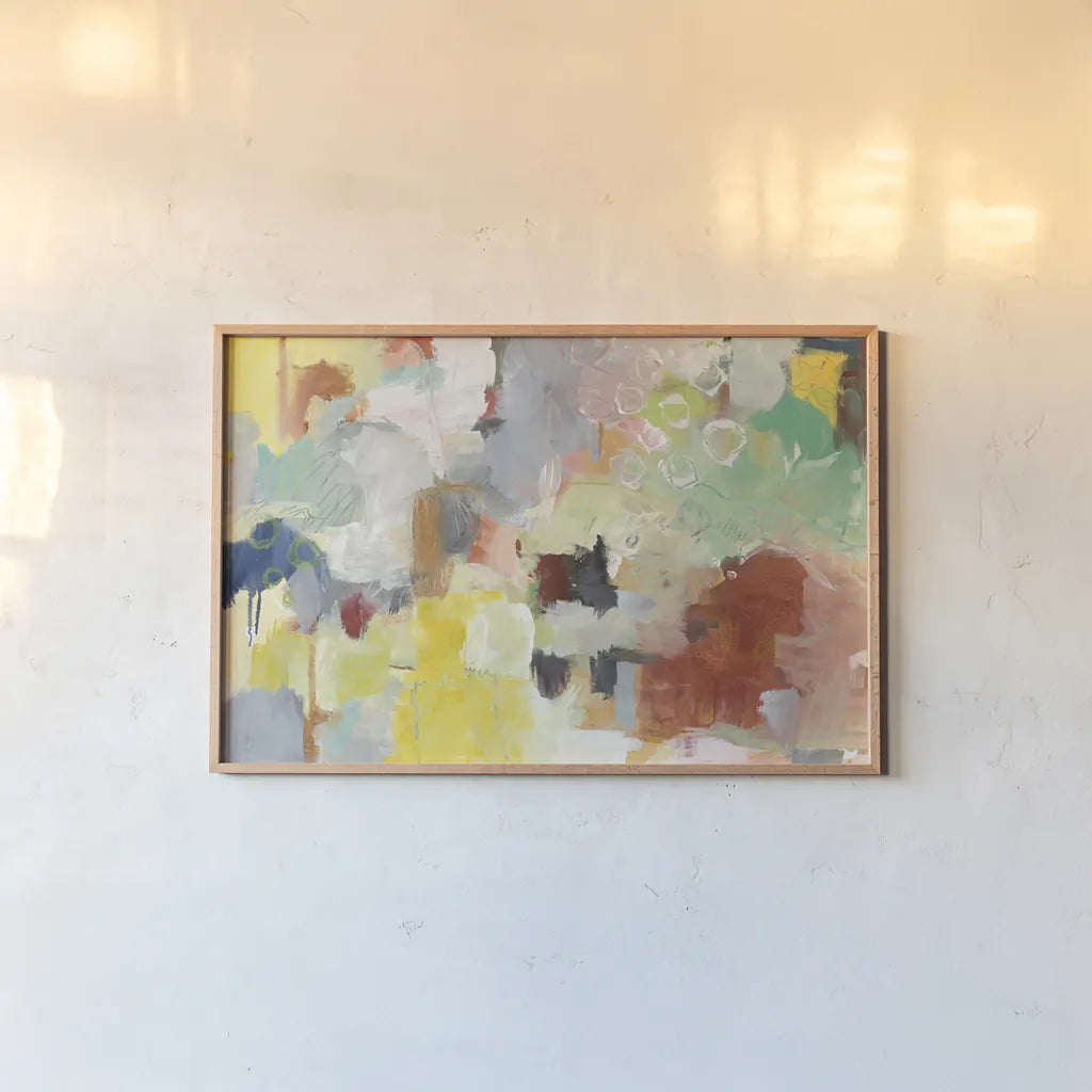 Summer Rising by Mary Urban. shown as a paper print in a natural frame. Available as a archival giclee rolled canvas, fine art paper, or poster print. SKU 56263i.