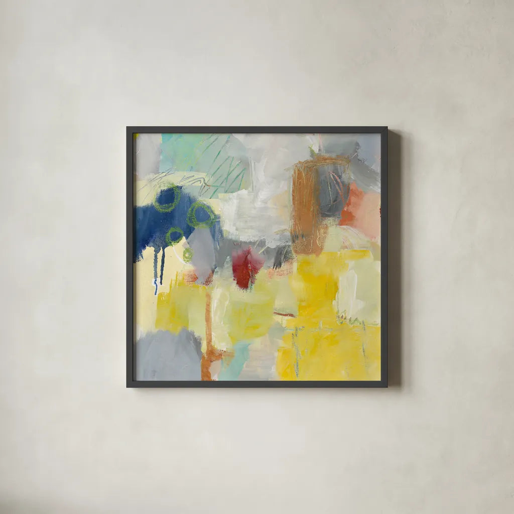 Summer Rising II Crop by Mary Urban. Shown in a sleek black glass frame for a contemporary gallery look. Available as an archival giclee rolled canvas, fine art paper, or poster print. SKU 57487a.