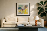 Summer Rising II Crop by Mary Urban. Displayed in a glass frame with matte in a clean modern living room. Available as an archival giclee rolled canvas, fine art paper, or poster print. SKU 57487a.