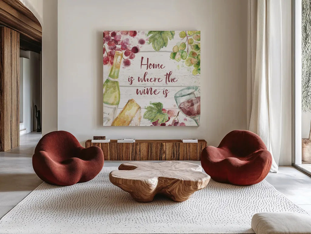 Sweet Vines IV by Mary Urban. Shown as extra-large giant wall art in a modern living room. Available as an archival giclee rolled canvas, fine art paper, or poster print. SKU 61037a.