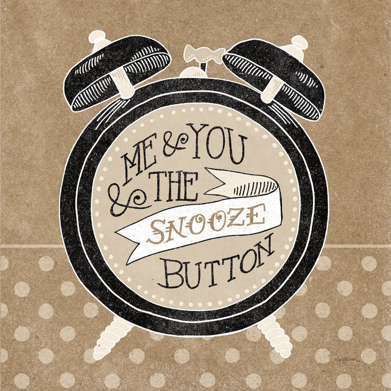 The Snooze Button Taupe by Mary Urban. SKU 20962a. Archival Giclee Fine art print for wall decor.