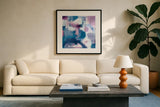 Trial and Airy Nebula by Mary Urban. Displayed in a glass frame with matte in a clean modern living room. Available as an archival giclee rolled canvas, fine art paper, or poster print. SKU 36450a.