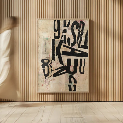 Type Abstraction I by Mary Urban. shown as over sized large wall art. Available as an archival giclee rolled canvas, fine art paper, or poster print. SKU 34408h.