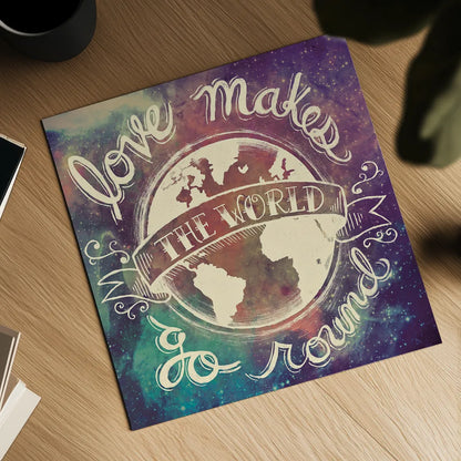 Universe Galaxy Love Makes by Mary Urban. Shown as a detailed flat fine art print, highlighting archival giclee quality. Available as an archival giclee rolled canvas, fine art paper, or poster print. SKU 18444a.