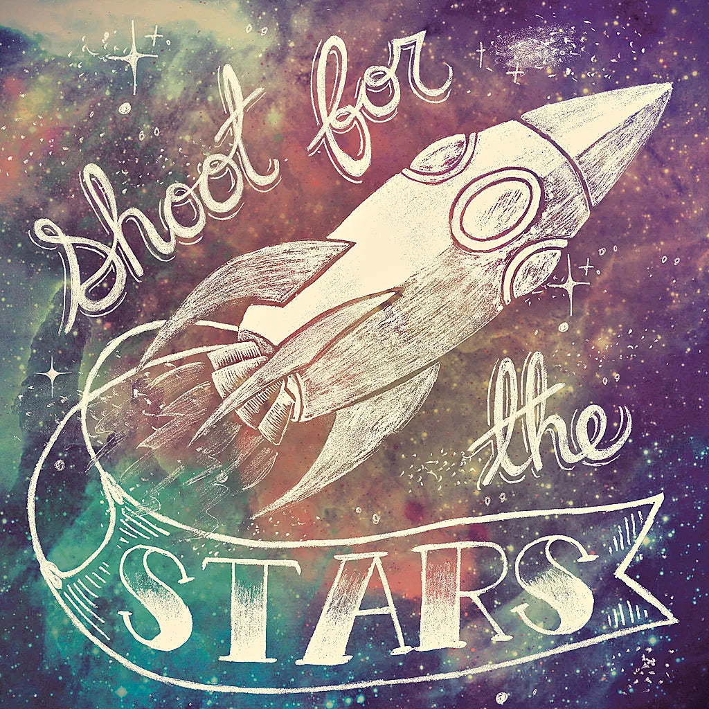 Universe Galaxy Shoot for the Stars by Mary Urban. SKU 18445a. Archival Giclee Fine art print for wall decor.