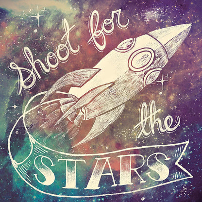 Universe Galaxy Shoot for the Stars by Mary Urban. SKU 18445a. Archival Giclee Fine art print for wall decor.