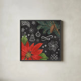Vintage Holiday Chalk I by Mary Urban. Shown in a sleek black glass frame for a contemporary gallery look. Available as an archival giclee rolled canvas, fine art paper, or poster print. SKU 90145a.