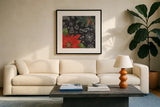 Vintage Holiday Chalk I by Mary Urban. Displayed in a glass frame with matte in a clean modern living room. Available as an archival giclee rolled canvas, fine art paper, or poster print. SKU 90145a.