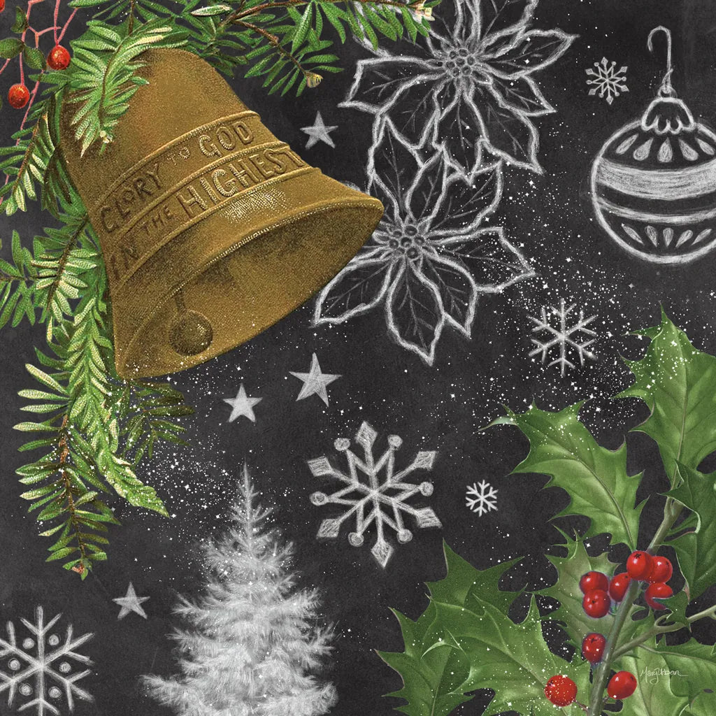 Vintage Holiday Chalk III by Mary Urban. SKU 90147a. Archival Giclee Fine art print for wall decor.