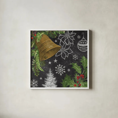 Vintage Holiday Chalk III by Mary Urban. Shown in a crisp white glass frame for a clean and minimalist style. Available as an archival giclee rolled canvas, fine art paper, or poster print. SKU 90147a.