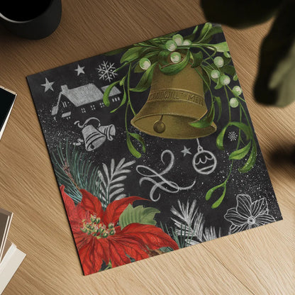 Vintage Holiday Chalk IV by Mary Urban. Shown as a detailed flat fine art print, highlighting archival giclee quality. Available as an archival giclee rolled canvas, fine art paper, or poster print. SKU 90148a.