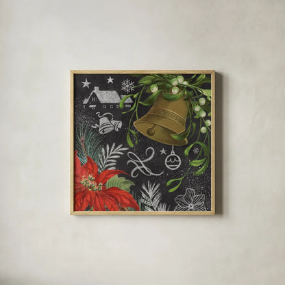 Vintage Holiday Chalk IV by Mary Urban. Shown in a natural wood glass frame for a timeless modern aesthetic. Available as an archival giclee rolled canvas, fine art paper, or poster print. SKU 90148a.