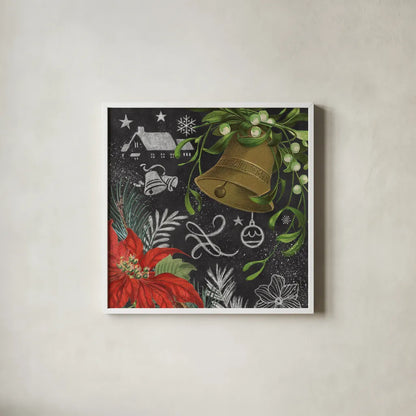 Vintage Holiday Chalk IV by Mary Urban. Shown in a crisp white glass frame for a clean and minimalist style. Available as an archival giclee rolled canvas, fine art paper, or poster print. SKU 90148a.