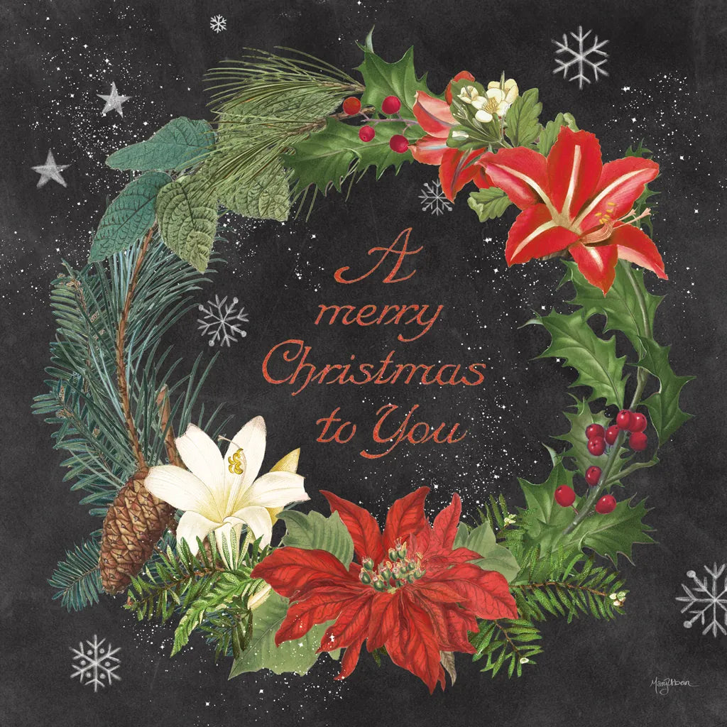 Vintage Holiday Chalk VI by Mary Urban. SKU 90150a. Archival Giclee Fine art print for wall decor.