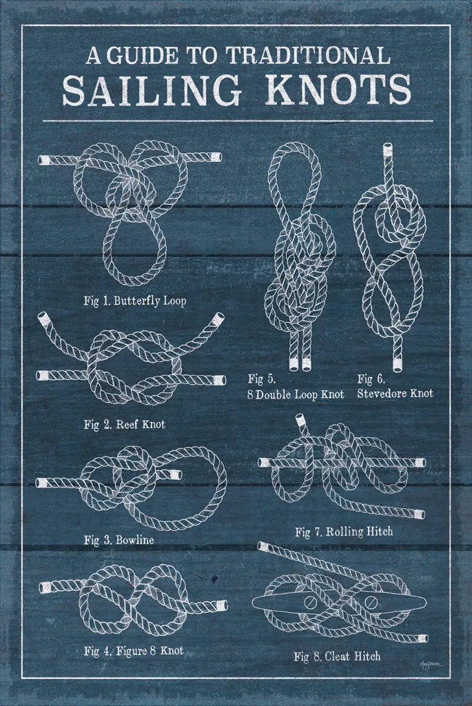 Vintage Sailing Knots I by Mary Urban. SKU 33538h. Archival Giclee Fine art print for wall decor.