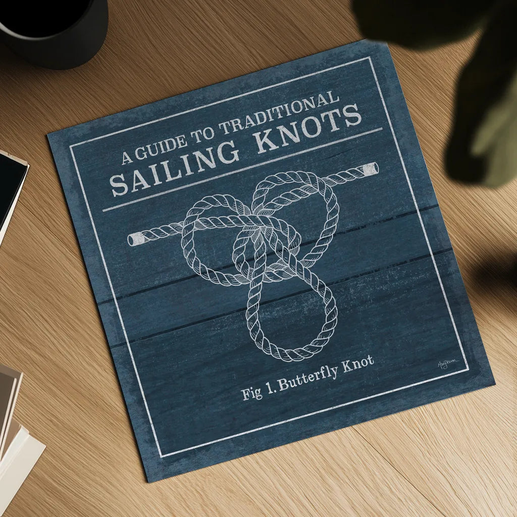 Vintage Sailing Knots II by Mary Urban. Shown as a detailed flat fine art print, highlighting archival giclee quality. Available as an archival giclee rolled canvas, fine art paper, or poster print. SKU 33539a.