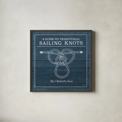 Vintage Sailing Knots II by Mary Urban. Shown in a sleek black glass frame for a contemporary gallery look. Available as an archival giclee rolled canvas, fine art paper, or poster print. SKU 33539a.