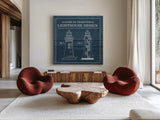 Vintage Sailing Knots IX by Mary Urban. Shown as extra-large giant wall art in a modern living room. Available as an archival giclee rolled canvas, fine art paper, or poster print. SKU 54514a.