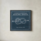 Vintage Sailing Knots VI by Mary Urban. Shown in a sleek black glass frame for a contemporary gallery look. Available as an archival giclee rolled canvas, fine art paper, or poster print. SKU 33543a.