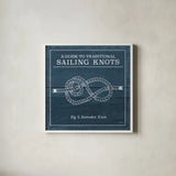 Vintage Sailing Knots VI by Mary Urban. Shown in a crisp white glass frame for a clean and minimalist style. Available as an archival giclee rolled canvas, fine art paper, or poster print. SKU 33543a.