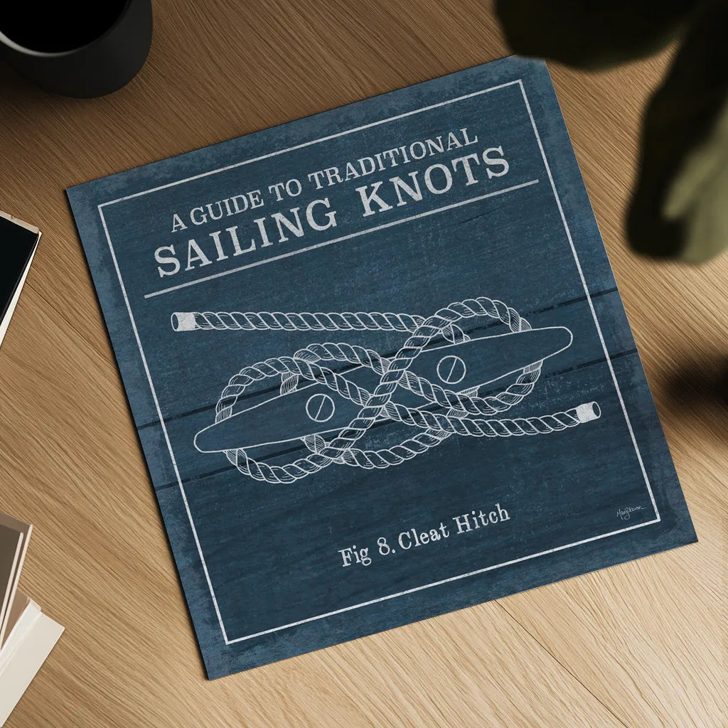 Vintage Sailing Knots VII by Mary Urban. Shown as a detailed flat fine art print, highlighting archival giclee quality. Available as an archival giclee rolled canvas, fine art paper, or poster print. SKU 33544a.