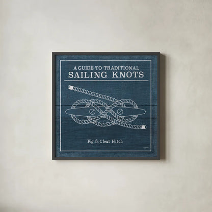 Vintage Sailing Knots VII by Mary Urban. Shown in a sleek black glass frame for a contemporary gallery look. Available as an archival giclee rolled canvas, fine art paper, or poster print. SKU 33544a.