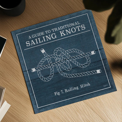 Vintage Sailing Knots VIII by Mary Urban. Shown as a detailed flat fine art print, highlighting archival giclee quality. Available as an archival giclee rolled canvas, fine art paper, or poster print. SKU 33545a.