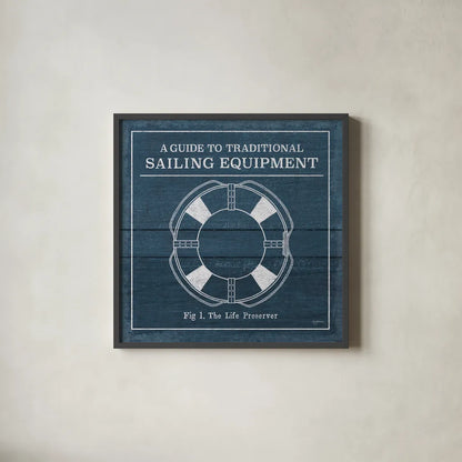 Vintage Sailing Knots X by Mary Urban. Shown in a sleek black glass frame for a contemporary gallery look. Available as an archival giclee rolled canvas, fine art paper, or poster print. SKU 54515a.