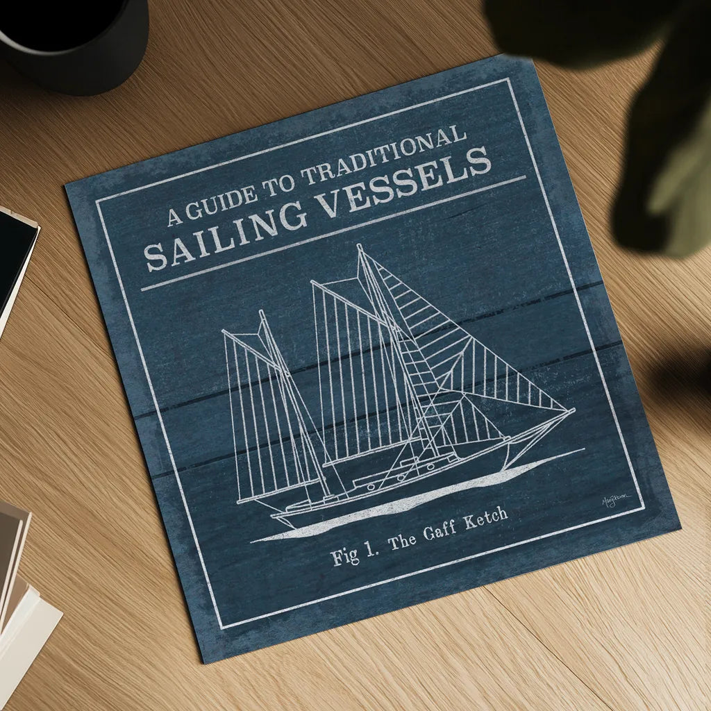 Vintage Sailing Knots XI by Mary Urban. Shown as a detailed flat fine art print, highlighting archival giclee quality. Available as an archival giclee rolled canvas, fine art paper, or poster print. SKU 54516a.