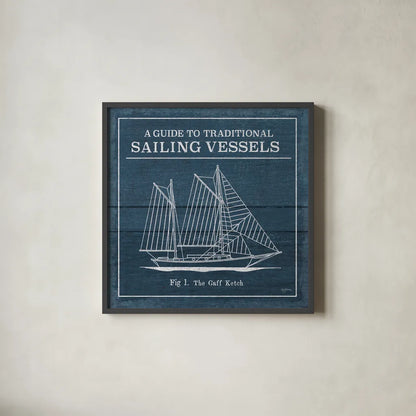 Vintage Sailing Knots XI by Mary Urban. Shown in a sleek black glass frame for a contemporary gallery look. Available as an archival giclee rolled canvas, fine art paper, or poster print. SKU 54516a.