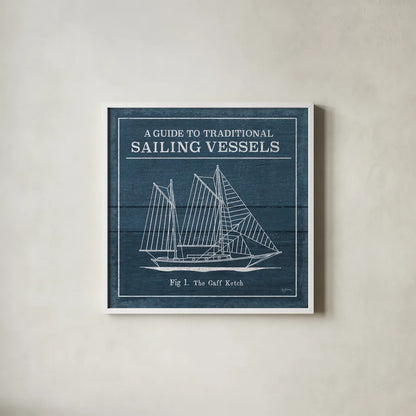 Vintage Sailing Knots XI by Mary Urban. Shown in a crisp white glass frame for a clean and minimalist style. Available as an archival giclee rolled canvas, fine art paper, or poster print. SKU 54516a.