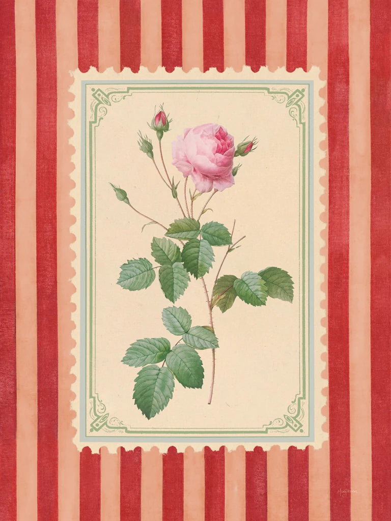 Vintage Striped Flowers I by Mary Urban