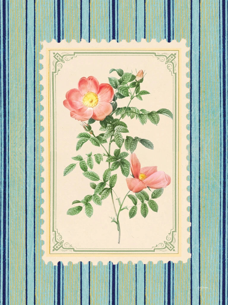 Vintage Striped Flowers II by Mary Urban