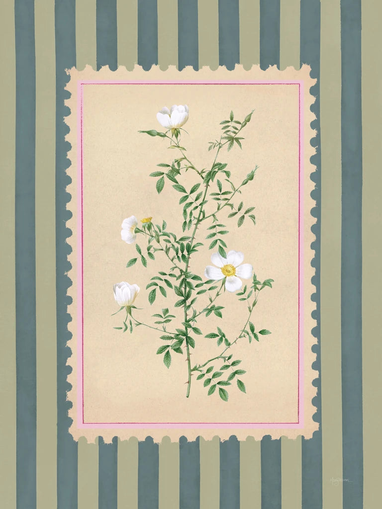 Vintage Striped Flowers III by Mary Urban