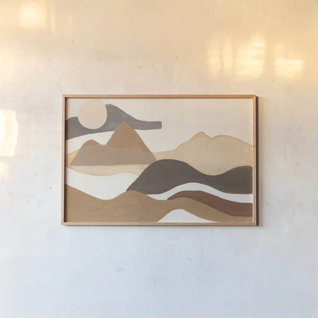 Warm Adobe Boho by Mary Urban. shown as a paper print in a natural frame. Available as a archival giclee rolled canvas, fine art paper, or poster print. SKU 74763i.