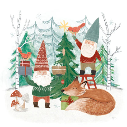 Woodland Gnomes I by Mary Urban. SKU 73389a. Archival Giclee Fine art print for wall decor.