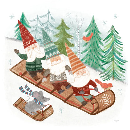 Woodland Gnomes III by Mary Urban. SKU 73391a. Archival Giclee Fine art print for wall decor.