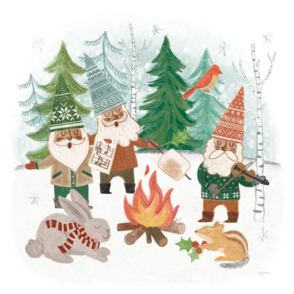 Woodland Gnomes VII by Mary Urban. SKU 73697a. Archival Giclee Fine art print for wall decor.