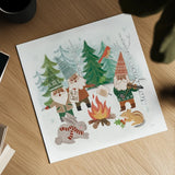 Woodland Gnomes VII by Mary Urban. Shown as a detailed flat fine art print, highlighting archival giclee quality. Available as an archival giclee rolled canvas, fine art paper, or poster print. SKU 73697a.