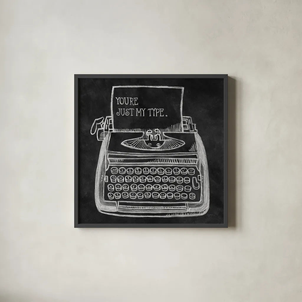 Youre My Type by Mary Urban. Shown in a sleek black glass frame for a contemporary gallery look. Available as an archival giclee rolled canvas, fine art paper, or poster print. SKU 25595a.
